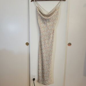 Lovely Day Spaghetti-Strap Floral Dress - Cream and Pink